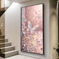Sparkling Pink Butterfly Glass Finish Vertical Wall Art