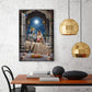 Hindu Deities Radha & Krishna Glass Finish Vertical Wall Art