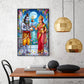 Annapurna Devi Offering Food To Lord Shiva Glass Finish Vertical Wall Art
