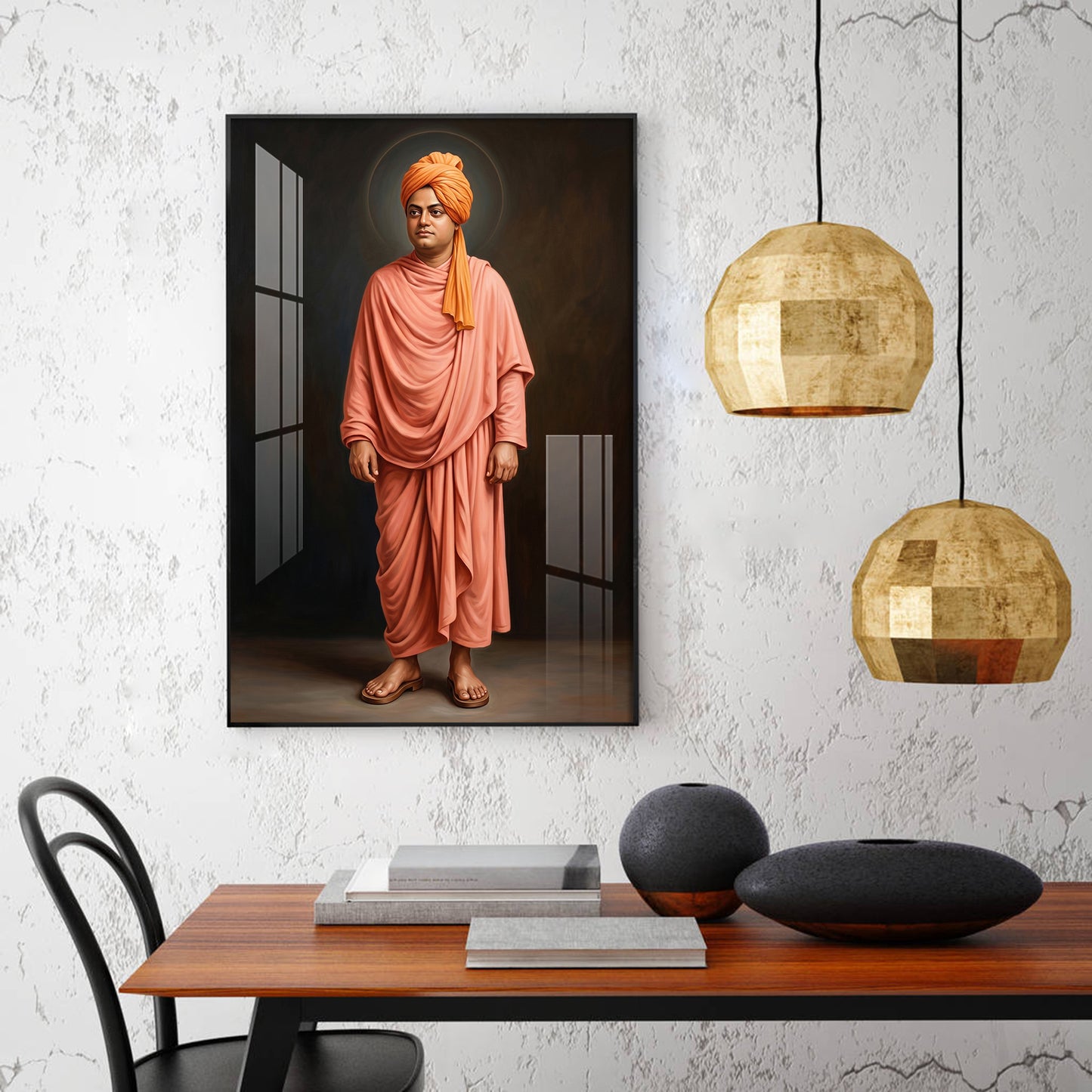 Swami Vivekananda Glass Finish Vertical Wall Art