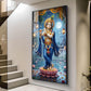 Lord Krishna With Flute Glass Finish Vertical Wall Art