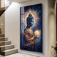 Gautam Buddha Glass Finish Vertical Wall Art