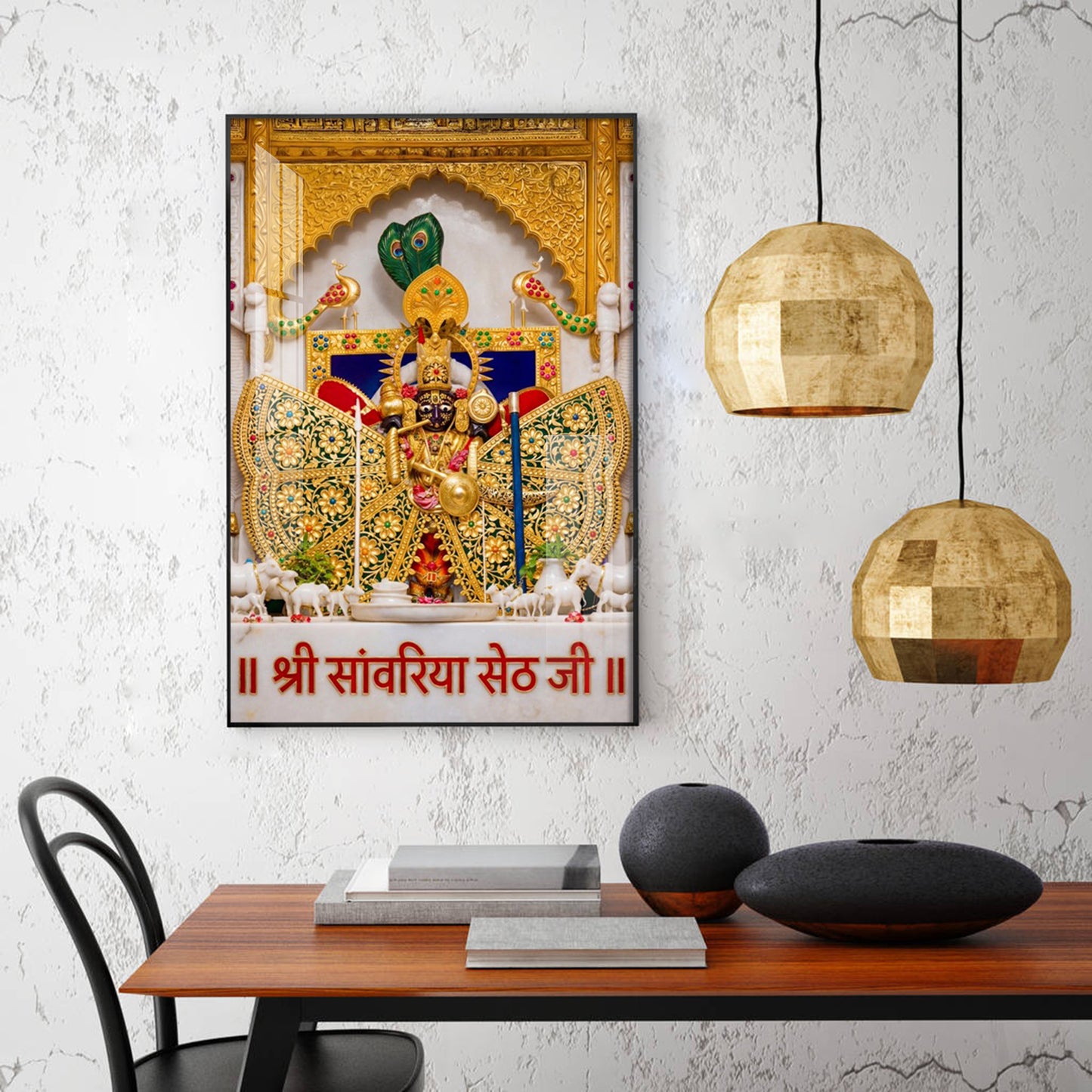 Shree Sanwaria Seth Glass Finish Vertical Wall Art