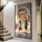 Little kanha With Maa Yashoda Glass Finish Vertical Wall Art