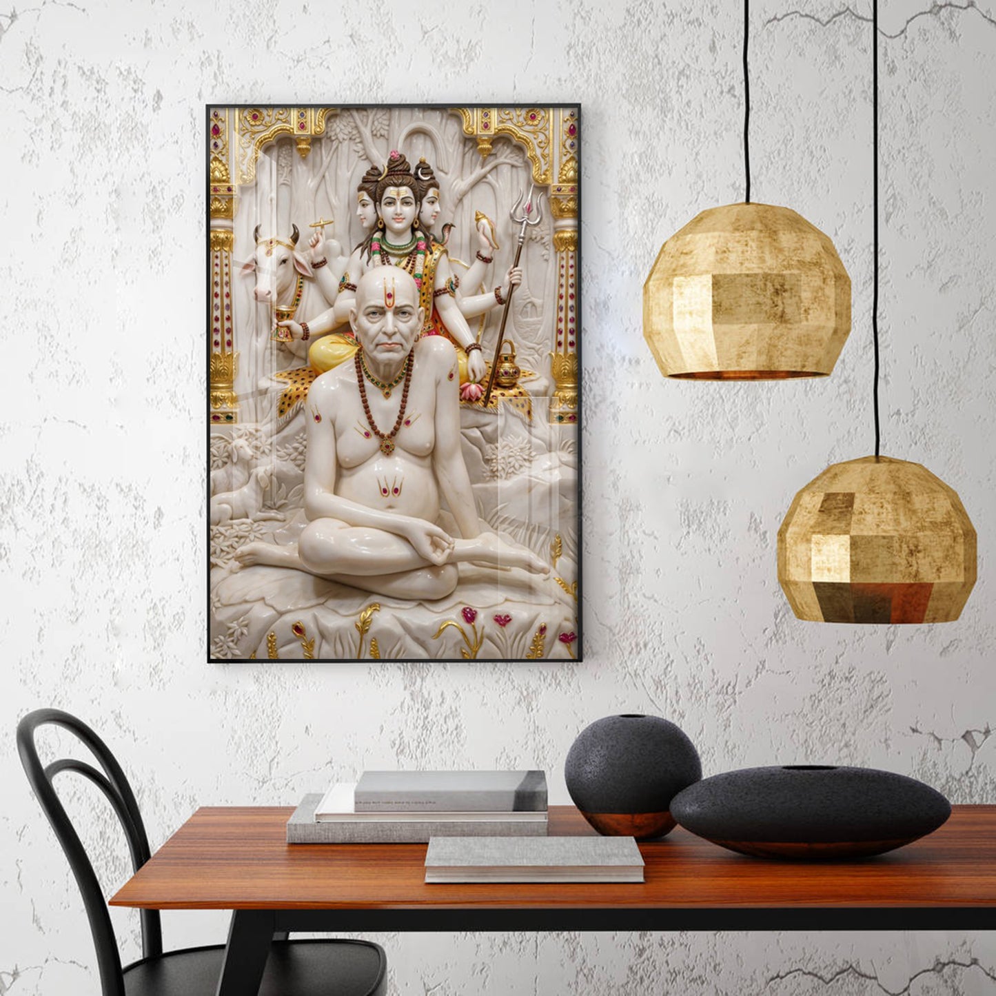 Swami Samarth Glass Finish Vertical Wall Art