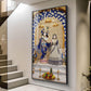 Deities Radha & Krishna Glass Finish Vertical Wall Art