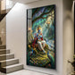 Shree Krishna With Flute Glass Finish Vertical Wall Art