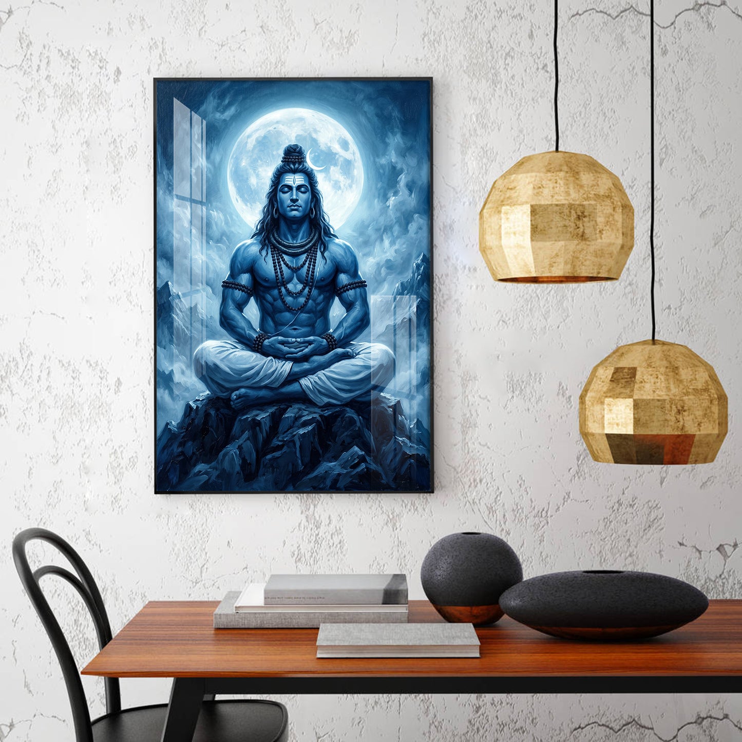 Divine Shiv Ji Glass Finish Vertical Wall Art