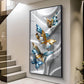 Golden Blue Flutter Glass Finish Vertical Wall Art