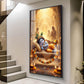 Sleeping Little Krishna Glass Finish Vertical Wall Art