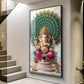 Lord Ganesha Glass Finish Vertical Wall Art