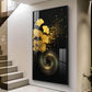 Gold Ginkgo Leaves Glass Finish Vertical Wall Art