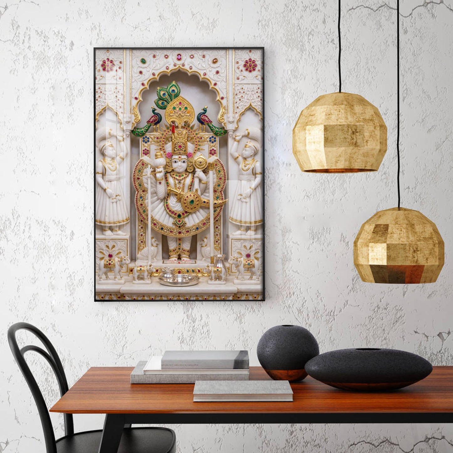 Shri Ranchor Raiji Glass Finish Vertical Wall Art
