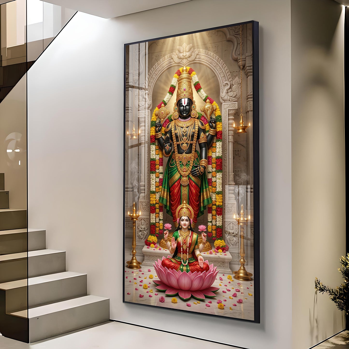 Lord Tirupati Bala Ji Glass Finish Vertical Wall Art