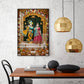 Lord Krishna and Radha Glass Finish Vertical Wall Art