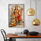 Maa Durga Seated On Tiger Glass Finish Vertical Wall Art