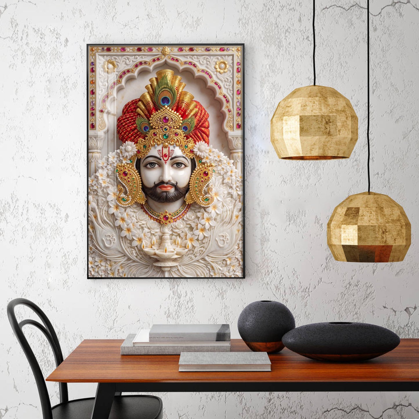Khatu Shyam Ji Glass Finish Vertical Wall Art