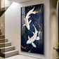 Pair Of White Fish Glass Finish Vertical Wall Art