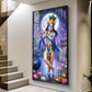 Depicting Lord Krishna Glass Finish Vertical Wall Art
