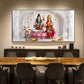 Lord Shiva & Goddess Parvati Glass Finish Horizontal Wall Art
