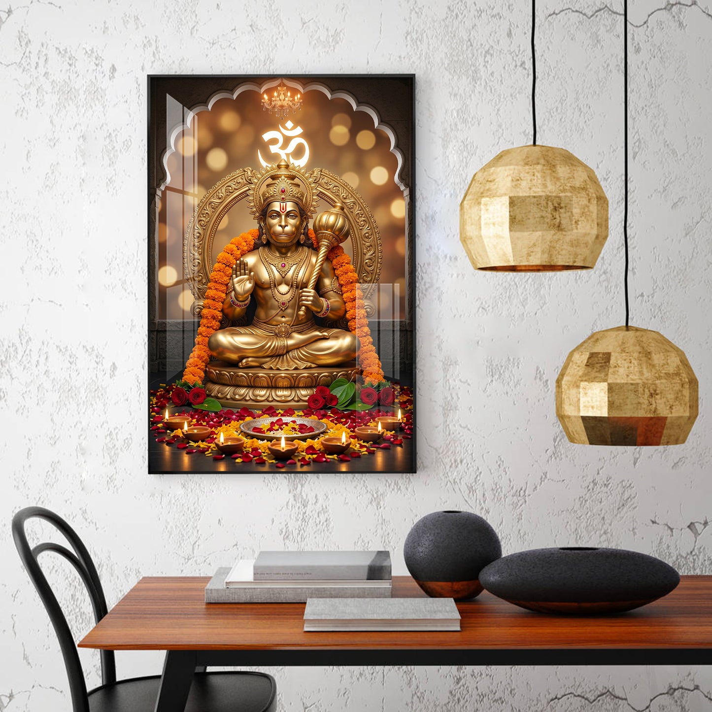 Samriddhi Hanuman Ji Glass Finish Vertical Wall Art