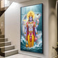Lord Vishnu With Matsya Avatar Glass Finish Vertical Wall Art