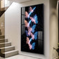 Blue & Pink Glowing Butterflies Glass Finish Vertical Wall Art