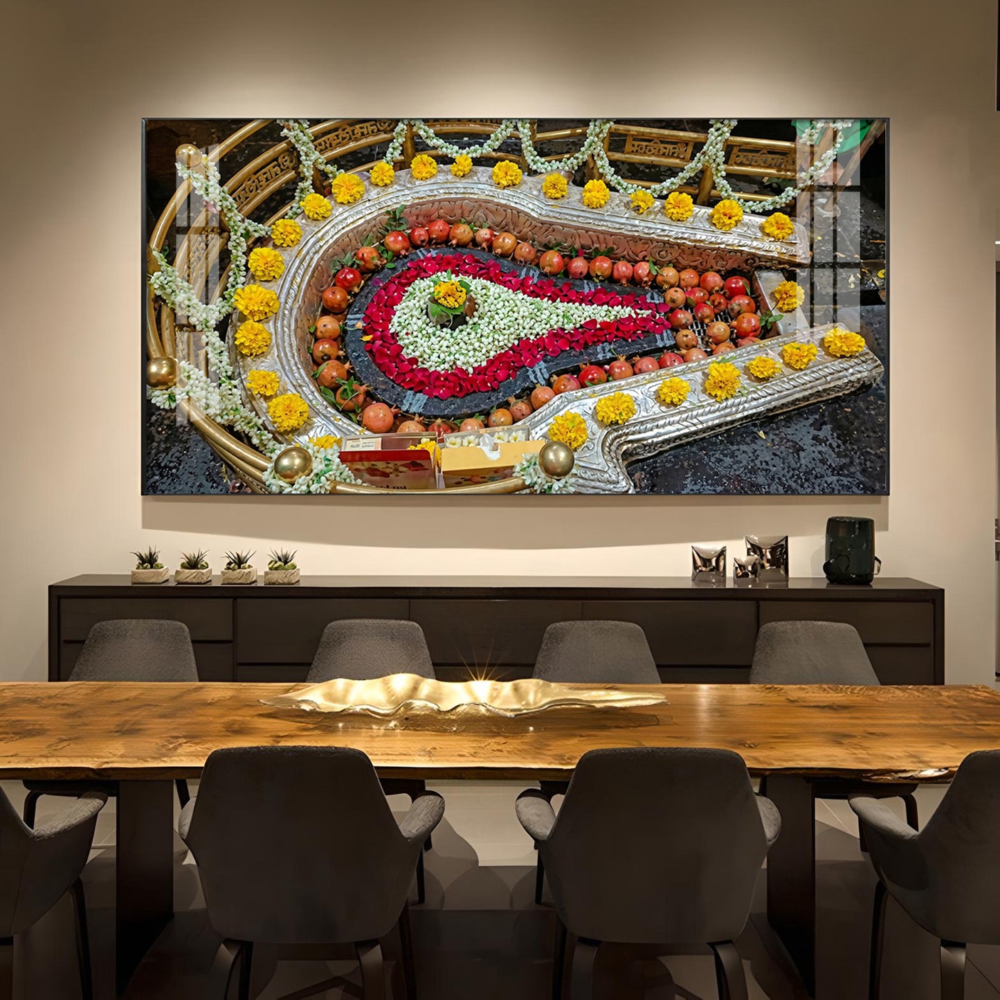 Bhimashankar Jyotirlinga Glass Finish Horizontal Wall Art