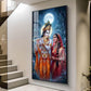 Divine Shree Radha Krishna Ji Glass Finish Vertical Wall Art