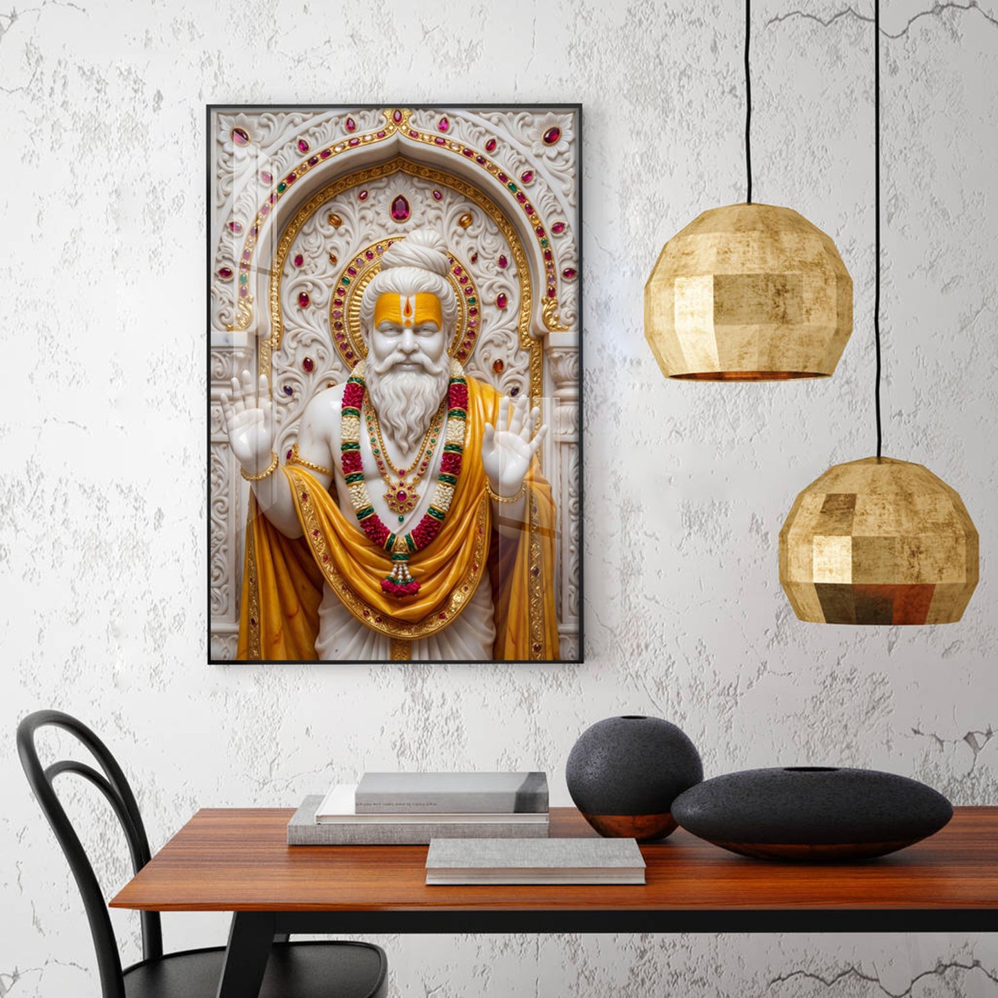 Premanand Maharaj Ji Glass Finish Vertical Wall Art