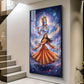 Meera Bai With Krishna Ji Glass Finish Vertical Wall Art