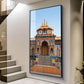 Badrinath Temple Glass Finish Vertical Wall Art
