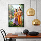 Lord Ram Siya With Lakshman Glass Finish Vertical Wall Art