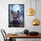 Depicting Lord Shiva & Goddess Parvati Glass Finish Vertical Wall Art