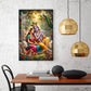 Generic Radha Krishna Glass Finish Vertical Wall Art