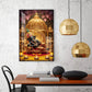 Lord Ganesha Holding A Flute Glass Finish Vertical Wall Art
