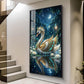 Calm Night Magical Swan Glass Finish Vertical Wall Art