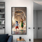 Little kanha With Maa Yashoda Glass Finish Vertical Wall Art