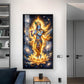 Lord Krishna Playing Bansuri Glass Finish Vertical Wall Art