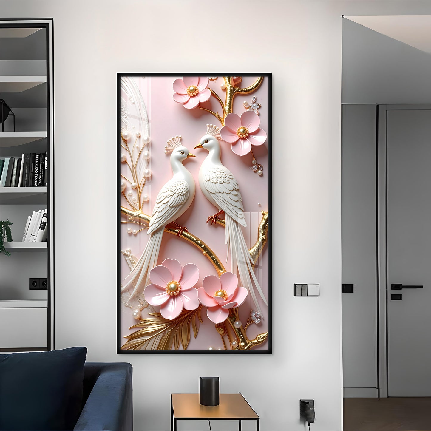 Pink Paradise Pair Glass Finish Vertical Wall Art