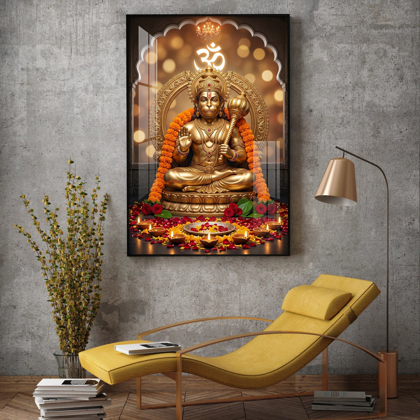 Samriddhi Hanuman Ji Glass Finish Vertical Wall Art