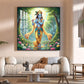 Lord Krishna With Blue Skin Glass Finish Square Wall Art