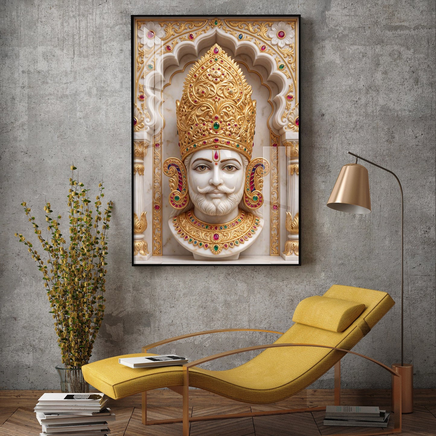 Divine Shyam Baba Glass Finish Vertical Wall Art