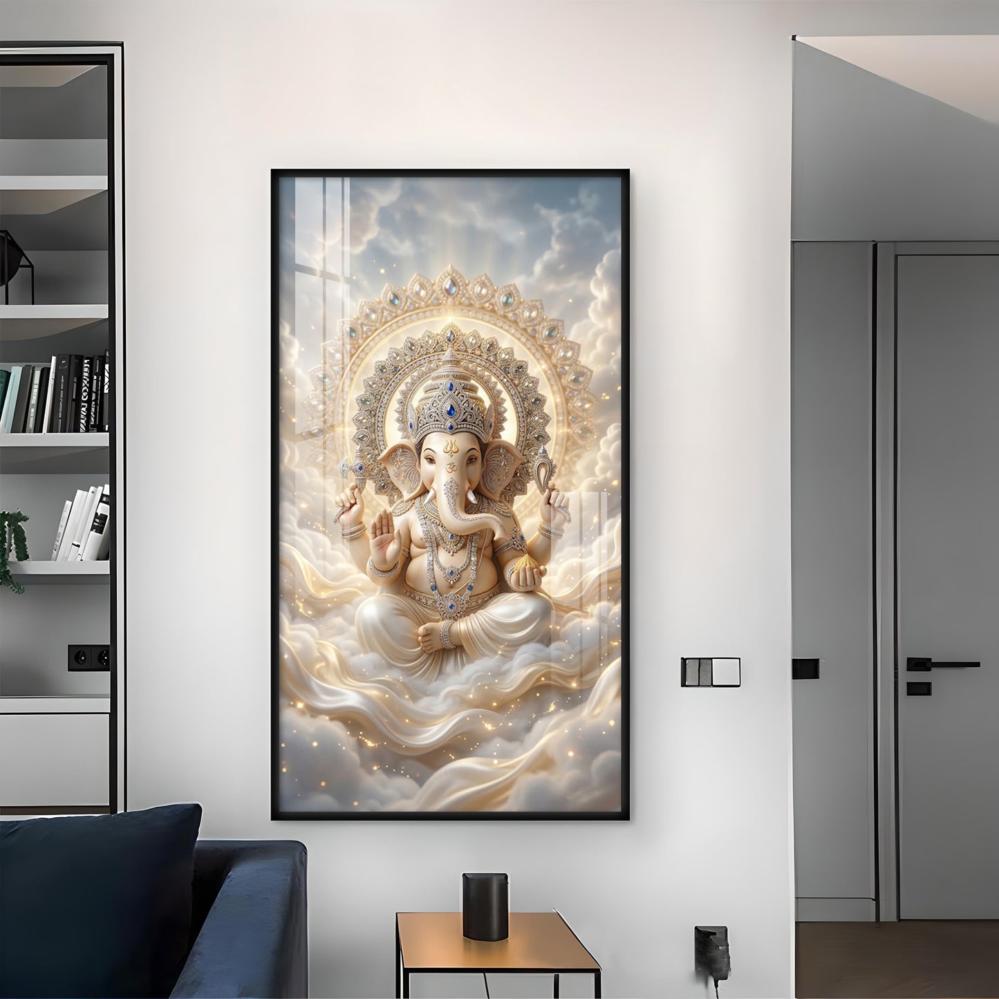 Ganpati Bappa Maurya Glass Finish Vertical Wall Art