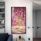 Elegant Pink Butterfly Glass Finish Vertical Wall Art