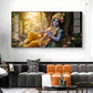 Lord Krishna Glass Finish Horizontal Wall Art