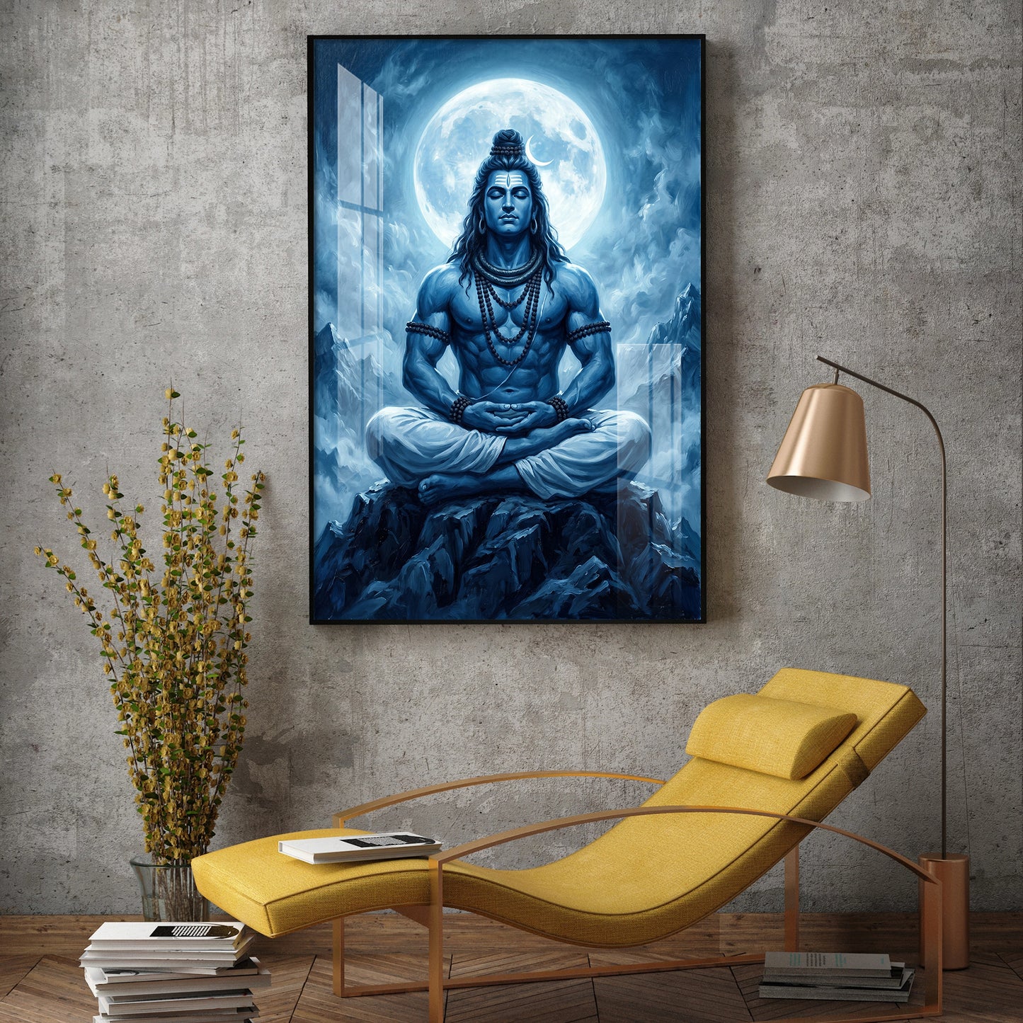 Divine Shiv Ji Glass Finish Vertical Wall Art