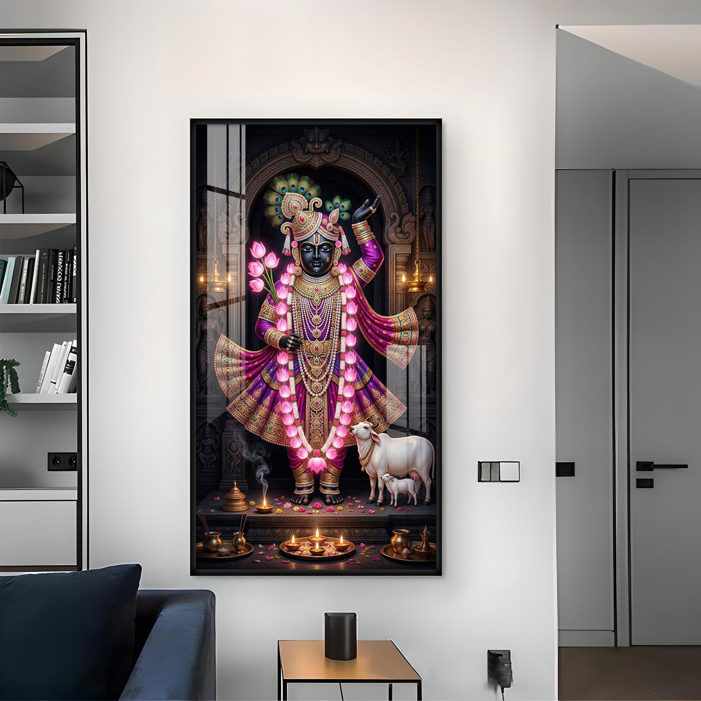 Lord Shrinath Ji Glass Finish Vertical Wall Art