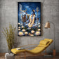 Lord Shiva Meditating Beside Nandi Glass Finish Vertical Wall Art