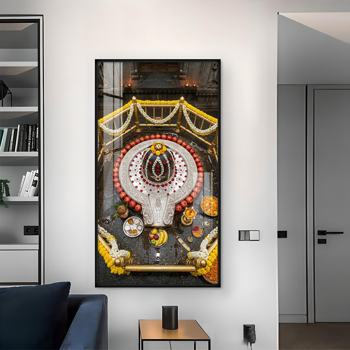 Divine Bhimashankar Jyotirlinga Glass Finish Vertical Wall Art